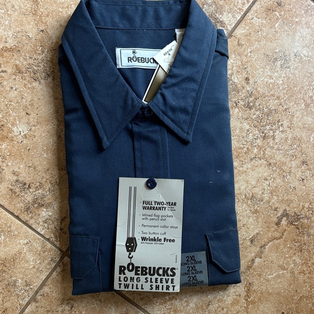Roebucks Navy Long Sleeve Twill Shirt